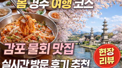 봄 경주 여행 코스 감포 물회 맛집 실시간 방문 후기 추천